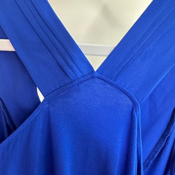 CUPIO WOMENS HALTER STYLE TOP BLUE SZ L PLEATING DETAIL ON V NECK AND STRAPS - Picture 4 of 7